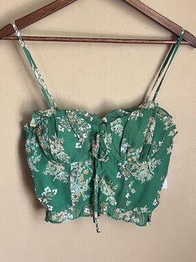 J.O.A. Green Floral Corset Camisole